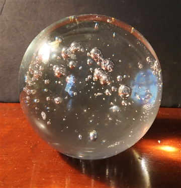 Hand Blown Crystal Ball with Clear Bubbles - Ball Measures 4 tall 4 across