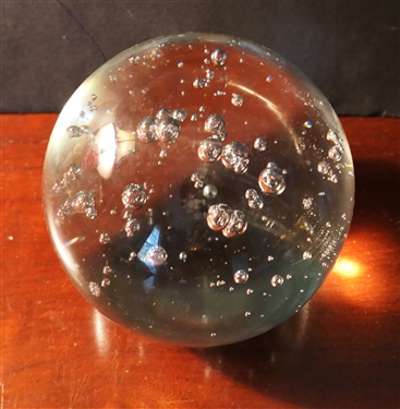 Hand Blown Crystal Ball with Clear Bubbles - Ball Measures 4 tall 4 across