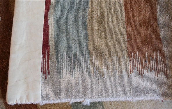 Tibetan Striped Wool Rug - Rug Measures - Beige with Orange, Rust, Yellow, and Green Stripes - Rug Measures 66 by 43