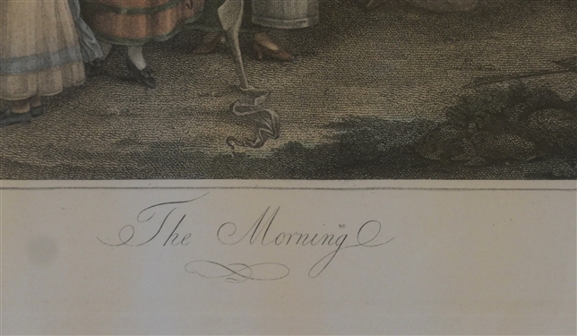 The Morning Hand Colored Print by W. Hamilton - Framed in Gold Gilt Frame - Frame Measures 20 by 22 1/4 