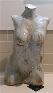 Dan Lovejoy - North Carolina Art Pottery Sculpture of Woman's Torso - Statue Measures 25 1/2 12 wide  - Lovejoy - Wendell North Carolina Pottery Studio