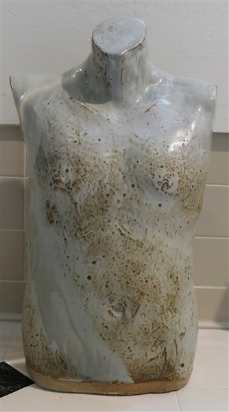 Dan Lovejoy - North Carolina Art Pottery Sculpture of Mans Torso - Statue Measures 25 1/2" 12" wide Lovejoy - Wendell North Carolina Pottery Studio