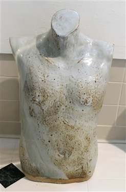 Dan Lovejoy - North Carolina Art Pottery Sculpture of Man's Torso - Statue Measures 25 1/2 12 wide Lovejoy - Wendell North Carolina Pottery Studio