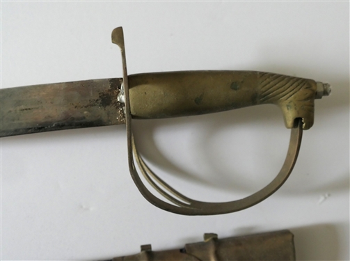 Sword in Brass Mounted Scabbard - Velvet Wrapped - Engraved Blade - Made in India - Sword Measures 38 long