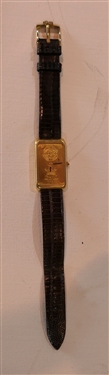 Corum 18kt Gold Wrist Watch - Bank of Switzerland 10 Gram .999 Fine Gold Bar Set in 18kt Yellow Gold Case - Diamond Crown - Corum Leather Band - Watch Case Measures 1 3/8 by 3/8