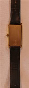 Corum 18kt Gold Wrist Watch - Bank of Switzerland 10 Gram .999 Fine Gold Bar Set in 18kt Yellow Gold Case - Diamond Crown - Corum Leather Band - Watch Case Measures 1 3/8 by 3/8