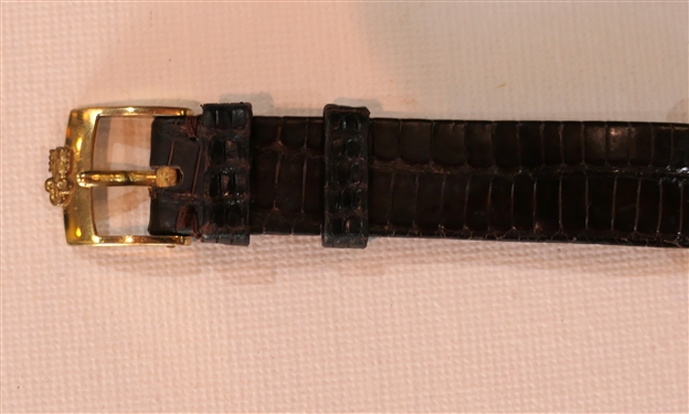 Corum 18kt Gold Wrist Watch - Bank of Switzerland 10 Gram .999 Fine Gold Bar Set in 18kt Yellow Gold Case - Diamond Crown - Corum Leather Band - Watch Case Measures 1 3/8 by 3/8