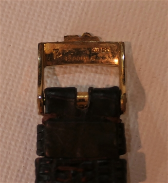 Corum 18kt Gold Wrist Watch - Bank of Switzerland 10 Gram .999 Fine Gold Bar Set in 18kt Yellow Gold Case - Diamond Crown - Corum Leather Band - Watch Case Measures 1 3/8 by 3/8