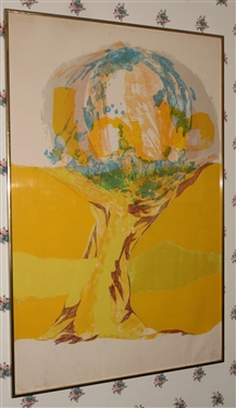 Spirit Screen Print by Lou Stovall - Washington DC Artist - Artist Signed and Numbered 49/53 - Framed - Frame Measures 44 by 26 1/2 
