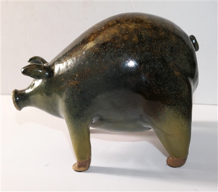 Jugtown Pottery Pig Sculpture by Travis Owen 2003 - North Carolina Potter - Pig Measures 5 tall 8 Tail to Snout 