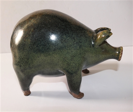 Jugtown Pottery Pig Sculpture by Travis Owen 2003 - North Carolina Potter - Pig Measures 5 tall 8 Tail to Snout 