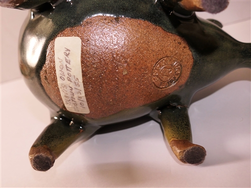 Jugtown Pottery Pig Sculpture by Travis Owen 2003 - North Carolina Potter - Pig Measures 5 tall 8 Tail to Snout 
