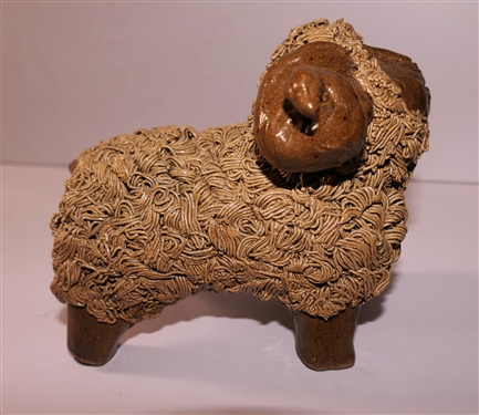 Crystal King North Carolina Art Pottery Ram Sheep Sculpture - Ram Measures 5 tall 7 Nose to Tail 