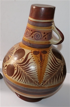 Plajarto F. Mexican Art Pottery Water Jug and Mug Set - Artist Signed 