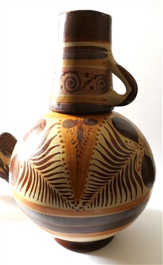 Plajarto F. Mexican Art Pottery Water Jug and Mug Set - Artist Signed 