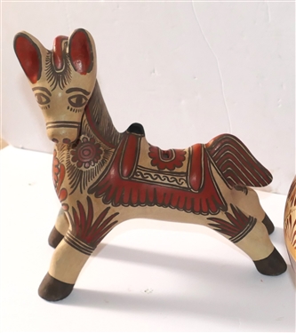 Mexican Art Pottery Horse Bank - Hand Painted - Horse Measures 10 tall 10 Across