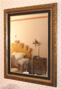 Pretty Rectangular Mirror in Fancy Gold Gilt Frame - Frame Measures 39 by 30 