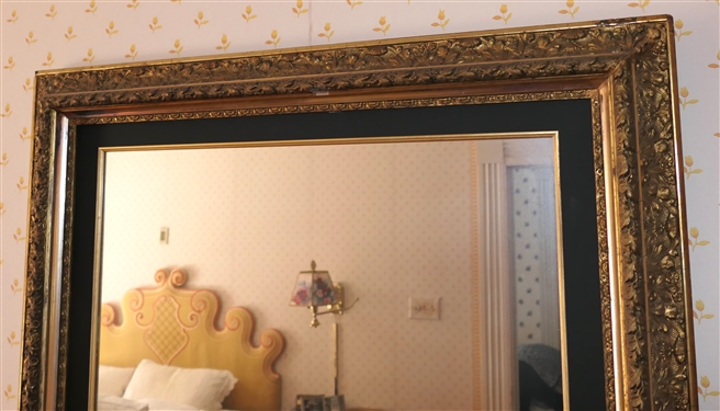 Pretty Rectangular Mirror in Fancy Gold Gilt Frame - Frame Measures 39 by 30 