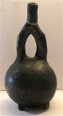 Pre Columbian Ocarina - Pipe Instrument with Face - Measures 7 1/4 Tall Body Has Been Repaired 