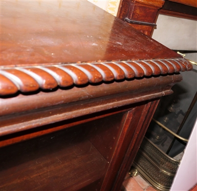 Nice Mahogany Double Door Book / Display Case - 2 Adjustable Wood Shelves - Heavily Carved Trim - Book Case Measures 36 1/2 Tall 40 by 18 