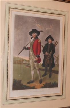 The Black Heath Golfer Hand Colored Engraving Beautifully Framed and Matted - Frame Measures 27 by 21 