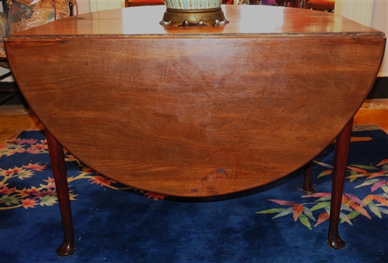 19th Century Walnut Queen Anne Gate Leg Table with Dovetailed Case Scalloped Apron - Table Measures 27 1/2 Tall 42 by 18 - Leaves Measure 18 1/2 - Table Top Has Hole in Center 