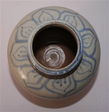 Pretty Daniel Johnston Vase with Blue Decoration - Marked with D - Vase Measures 8 Tall 6 Across