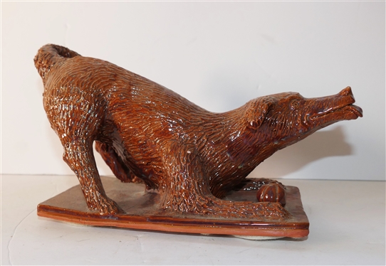 Ding Denlinger Folk Art Pottery Dog Sculpture - Dog Measures 5 1/2 tall 10 Long
