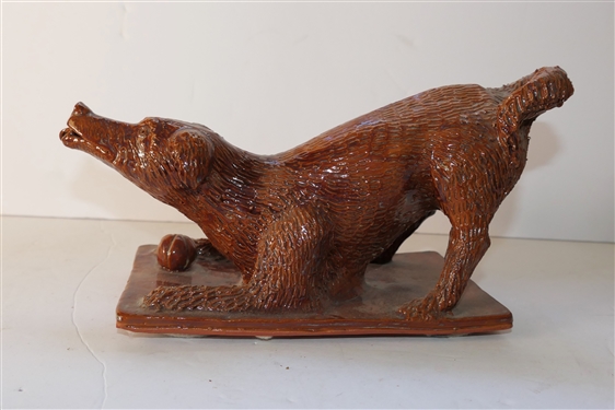 Ding Denlinger Folk Art Pottery Dog Sculpture - Dog Measures 5 1/2 tall 10 Long