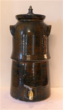 Steve Turpin Homer Georgia Art Pottery Watercooler with Lid - 1 Piece Lug Handles - Cooler Measures 21 Tall with Lid