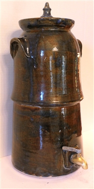 Steve Turpin Homer Georgia Art Pottery Watercooler with Lid - 1 Piece Lug Handles - Cooler Measures 21 Tall with Lid