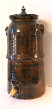Steve Turpin Homer Georgia Art Pottery Watercooler with Lid - 1 Piece Lug Handles - Cooler Measures 21 Tall with Lid