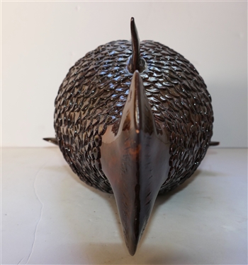 Roger Corn Georgia Folk Art Pottery Fish - Horny Head #19 - Dated 2003 - Gish Measures 6 tall 13 Mouth to Tail - Small Broken Area on Fin, 1 Broken Tooth,  and Small Glaze Flake Around Mouth 