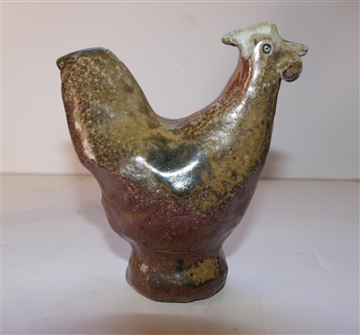 2002 Owen Jugtown - North Carolina Art Pottery Chicken Sculpture - Chicken Measures 5 Tall 5 Beak to Tail 