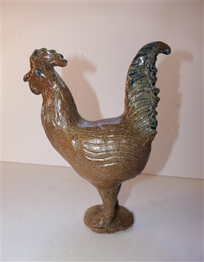 2002 Jugtown -North Carolina Art Pottery Rooster - Signed By Artist on Bottom - Rooster Sculpture Measures 9 1/2 tall 7 1/2 Beak to Tail 