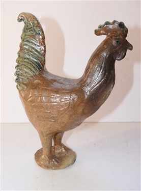 2002 Jugtown -North Carolina Art Pottery Rooster - Signed By Artist on Bottom - Rooster Sculpture Measures 9 1/2 tall 7 1/2 Beak to Tail 