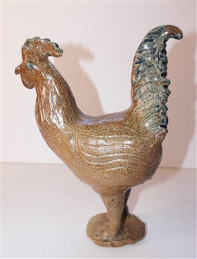 2002 Jugtown -North Carolina Art Pottery Rooster - Signed By Artist on Bottom - Rooster Sculpture Measures 9 1/2 tall 7 1/2 Beak to Tail 
