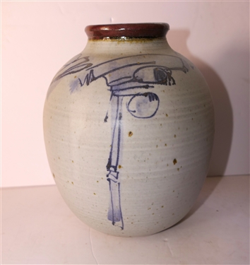 Jim Sockwelll - North Carolina Studio Art Pottery Large Vase - Artist Signed on Bottom - Vase Measures 10 Tall 