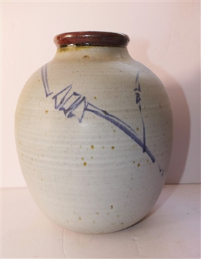 Jim Sockwelll - North Carolina Studio Art Pottery Large Vase - Artist Signed on Bottom - Vase Measures 10 Tall 