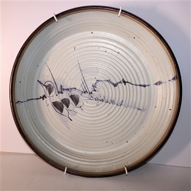 Jim Sockwell North Carolina Studio Art Pottery Charger - Artist Signed on Front in Decoration - Charger Measures 18 