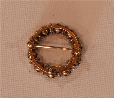 14kt Yellow Gold Amethyst and Pearl Circle Brooch - Brooch Measures 1 Across