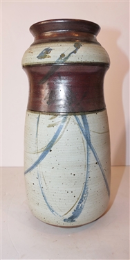 Jim Sockwell North Carolina Studio Art Pottery Vase - Brown Banded Design - Artist Signed on Bottom - Vase Measures 12 tall 