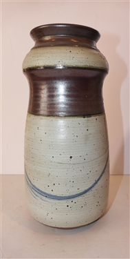 Jim Sockwell North Carolina Studio Art Pottery Vase - Brown Banded Design - Artist Signed on Bottom - Vase Measures 12 tall 