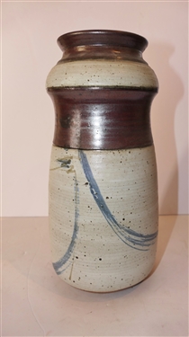 Jim Sockwell North Carolina Studio Art Pottery Vase - Brown Banded Design - Artist Signed on Bottom - Vase Measures 12 tall 