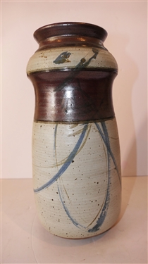 Jim Sockwell North Carolina Studio Art Pottery Vase - Brown Banded Design - Artist Signed on Bottom - Vase Measures 12 tall 