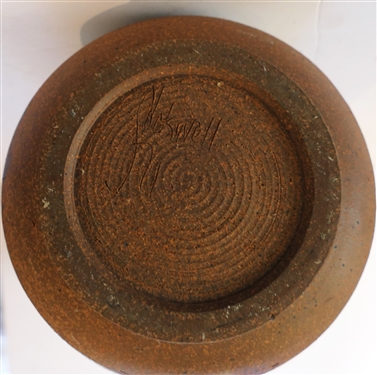 Jim Sockwell North Carolina Studio Art Pottery Vase - Brown Banded Design - Artist Signed on Bottom - Vase Measures 12 tall 