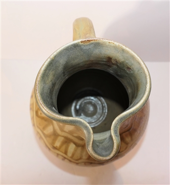 Large Daniel Johnston North Carolina Art Pottery Pitcher - Wavy and Straight Lines - Large Pitcher Measures 14 Tall 8 Wide at Widest 