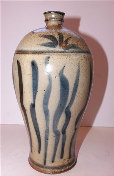 Unusual Daniel Johnson North Carolina Art Pottery Vase - Unusual Decoration - Marked with "D" - Vase Measures 12" tall