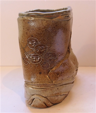 North Carolina Art Pottery - Torso Form Vessel - Incised Decoration - Vessel Measures 9 tall 8 by 9 - Vessel Has Some Hairline Cracks