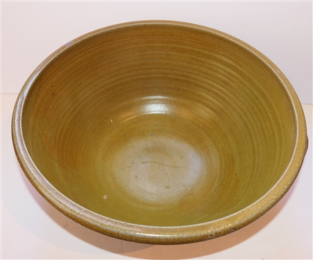 Very Large Seagrove North Carolina Pottery Bowl by Potter Al McCandles for Dover Pottery - Bowl with Blue Decoration - Incised Bird and Flowers - Bowl Measures 7 Deep - 16 1/2 Across
